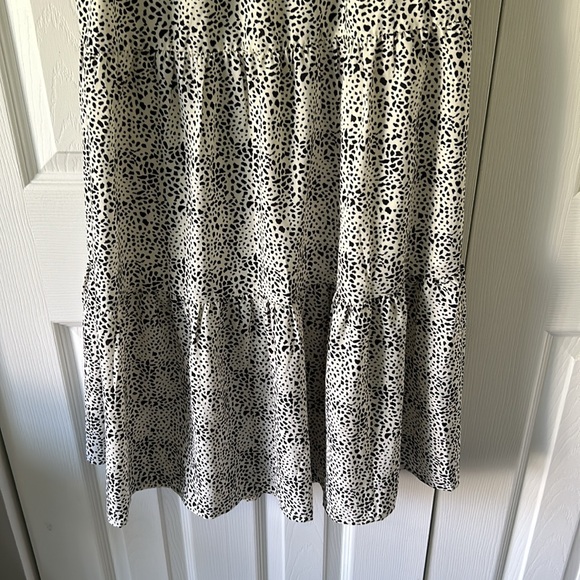 Tiered White with Black Midi Wrap Dress - Picture 14 of 14